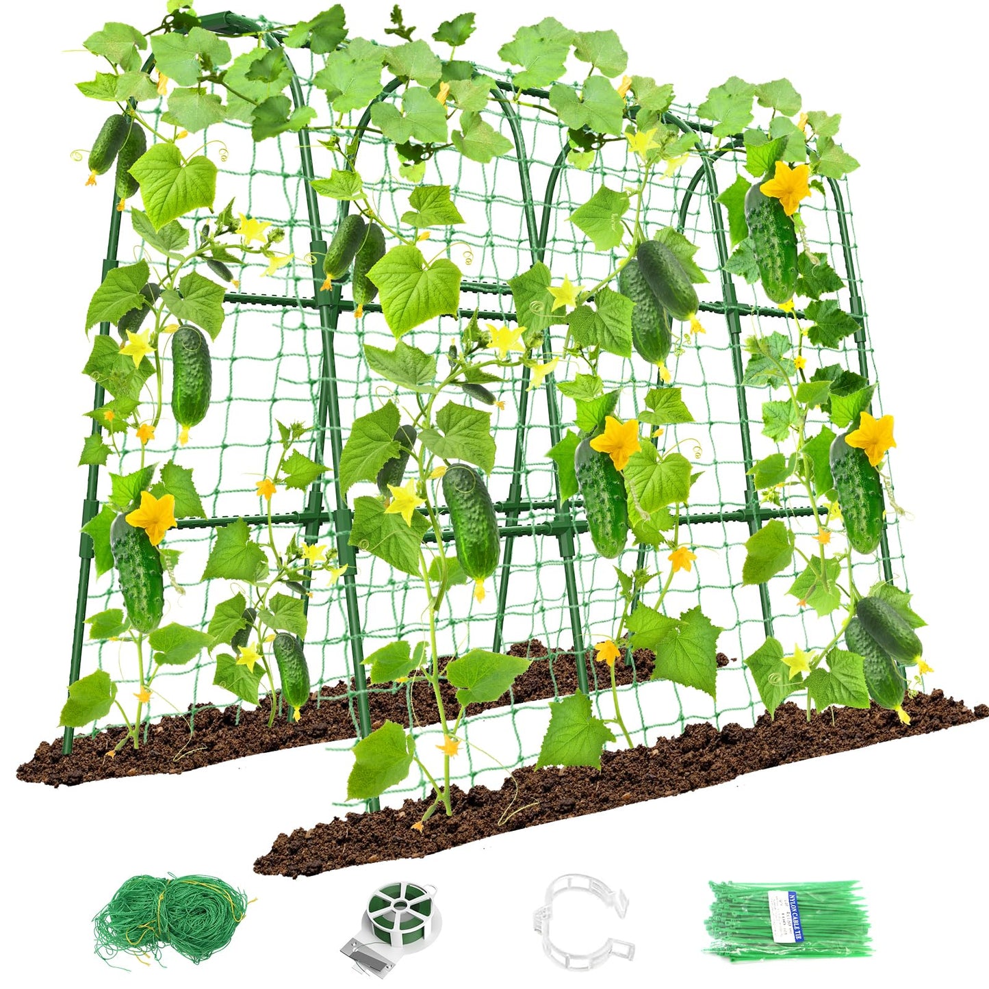 Cucumber Trellis for Raised Bed, U-Shape Garden Trellis for Climbing Plants Outdoor, Metal Arch Trellis for Vegetables, Plant Support for Tomato, Pea, Zucchini (47.2" L×30" W×47.2" H-Medium)