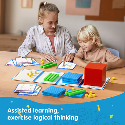 TOMMYHOME Base Ten Blocks with Place Value Chart - Math Manipulatives for Kids.Counting Blocks for Math to Help Educate Kindergarten Teachers.