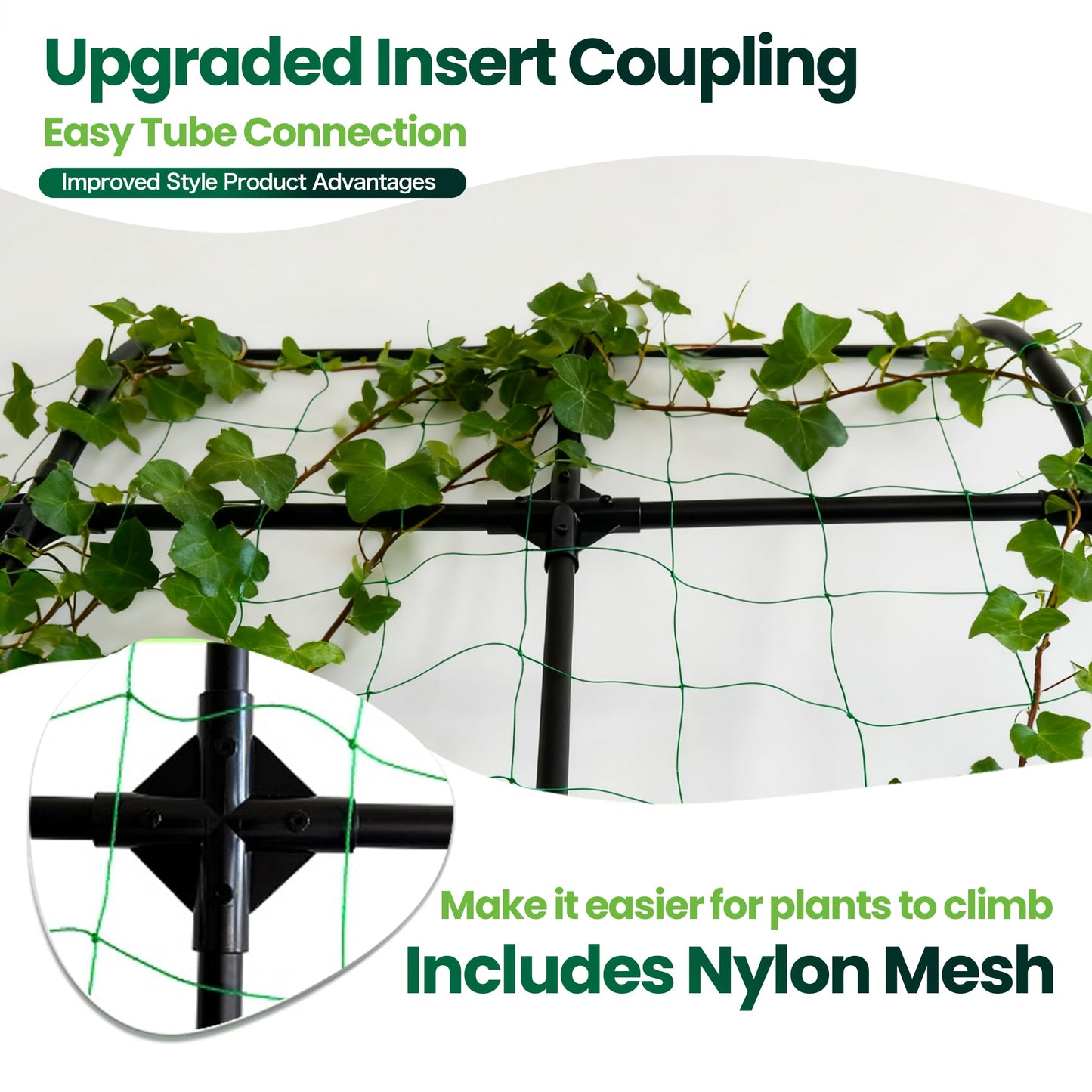popsea 8.8ft Leaning Garden Trellis, No-Drill Lean-to Design for Climbing Plants | PE-Coated Galvanized Steel Plant Support for Flowers & Vegetables, Rust-Proof & Space-Saving Vertical Gardening