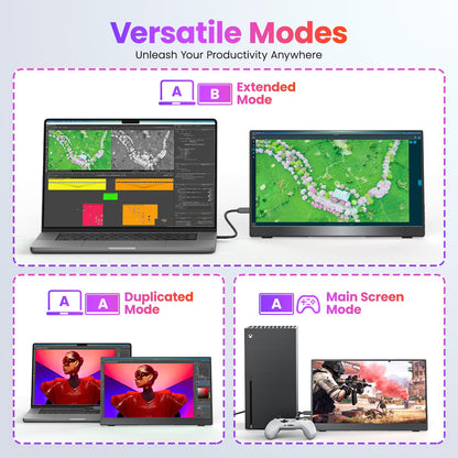 Upperizon Portable Monitor 15.6 inch FHD 87% sRGB 60Hz IPS HDR HDMI USB-C Travel Monitor for Laptop MacBook PC Surface PS5 Xbox, External Display with Kickstand & Speakers, VESA Compatible