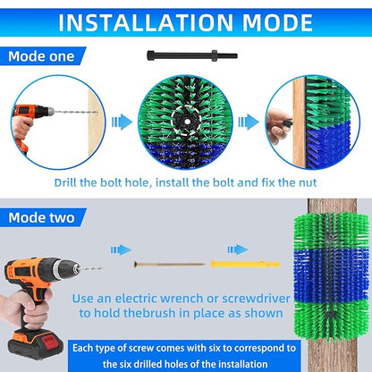 Extra Large Size Livestock Scratching Brush, Upgraded Horse/Goat/Cow/Cattle Scratcher Brush for Grooming, Itch Relief Horse Scratcher Brushes Kit with Two Sets of Mounting Screws(8-Pack,Green)