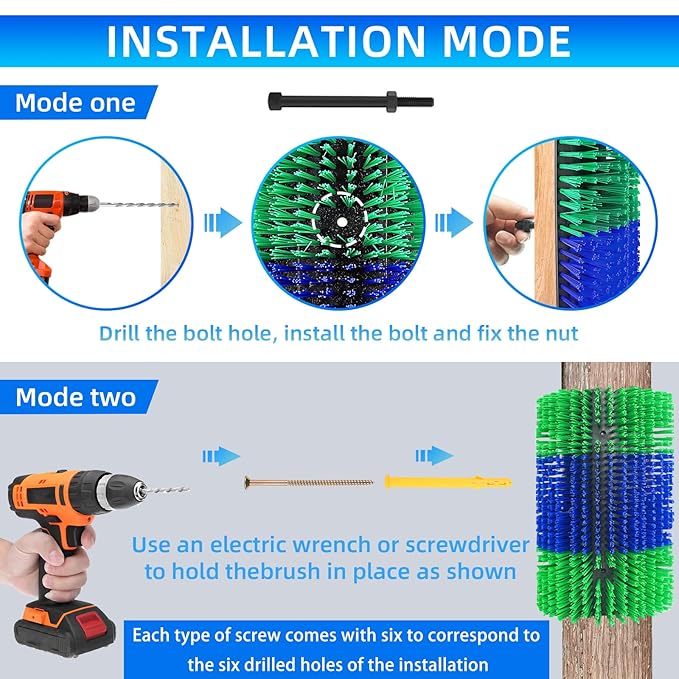 Extra Large Size Livestock Scratching Brush, Upgraded Horse/Goat/Cow/Cattle Scratcher Brush for Grooming, Itch Relief Horse Scratcher Brushes Kit with Two Sets of Mounting Screws(4-Pack,Green)