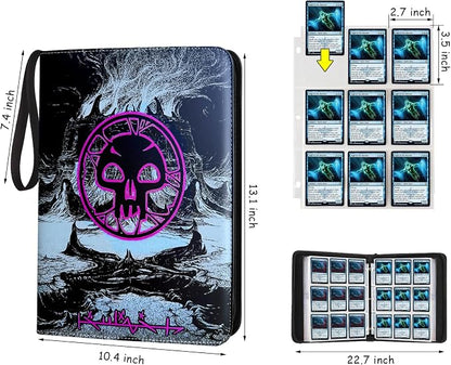 9 Pocket Card Binder, 720 Double Sided Pocket Trading Card Binder, Premium PU Card Collector Album,Card Folder for MTG/YGO/PTCG/Game Cards(Purple)