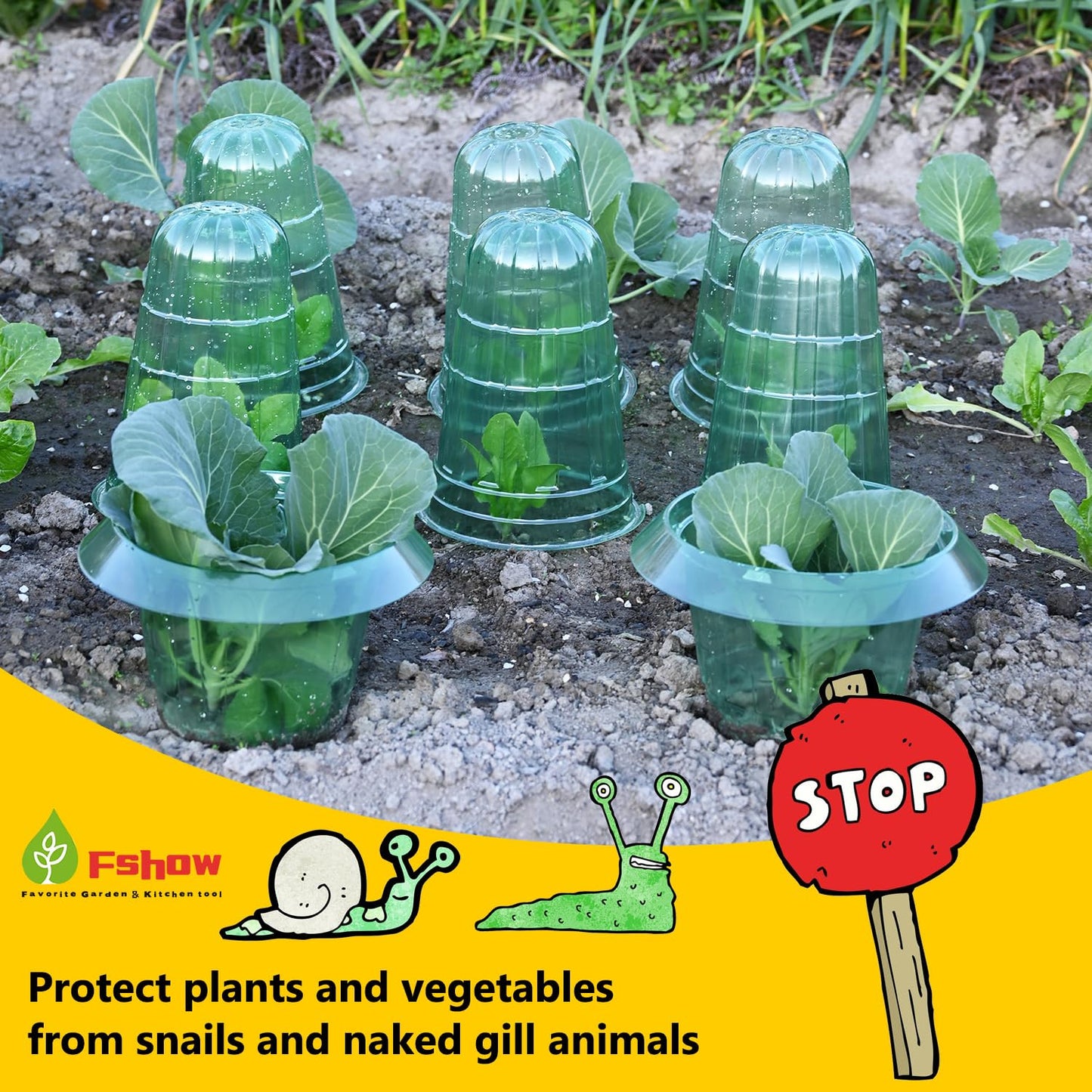 Slug Collars and Garden Cloches Set，Provides Effective Protection Against Snails for Your Salad Plants and Others Plants.(15 Pack)