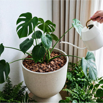 KOL Planters Flower Pots, Large Plastic Urn Planters for Indoor Outdoor Plants, Beige Pedestal Planter 2 Pack, 18 Inch+23 Inch, Decorative Planters with Drainage Holes & Plugs for Porch Garden