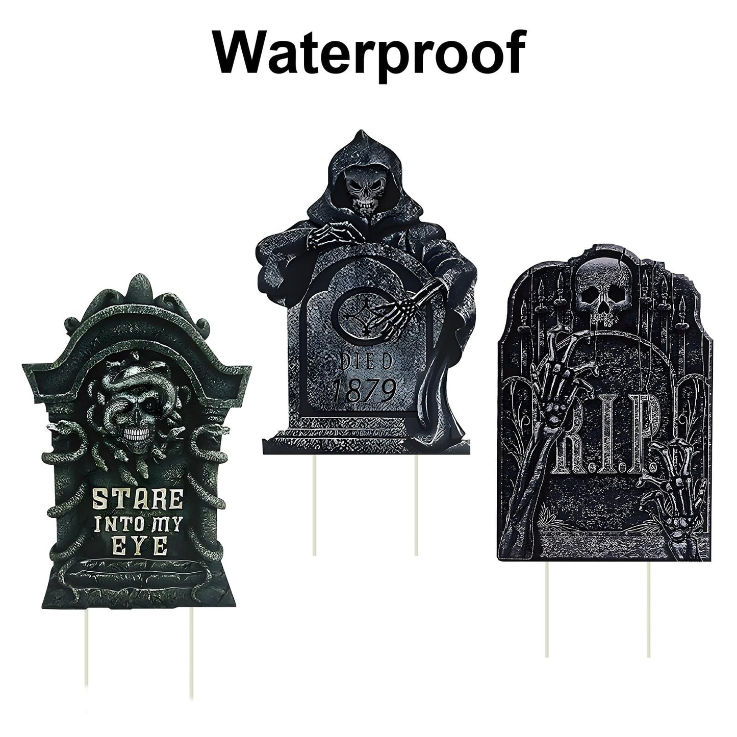 Halloween Tombstone Decorations Gravestone Decor for Graveyard Headstone Yard Signs Outdoor Lawn Yard Garden Decorations Halloween Yard Stakes - 6PCS