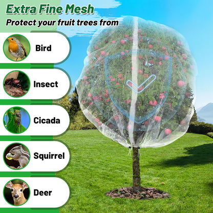 Easy Installation Fruit Tree Netting with Zipper & Drawstring - 6.2x6.2ft Ultra Fine Mesh Garden Protection Screen to Protect Pear Peach Apple from Bird Insect Bug Cicada Deer Squirrel