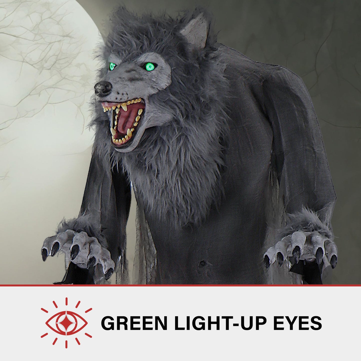 Haunted Hill Farm 7-Ft. Tall Motion-Activated Towering Werewolf by SVI, Premium Halloween Animatronic, Plug-in (HHTWRWOLF-1FLSA)