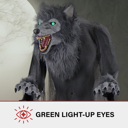 Haunted Hill Farm 7-Ft. Tall Motion-Activated Towering Werewolf by SVI, Premium Halloween Animatronic, Plug-in (HHTWRWOLF-1FLSA)