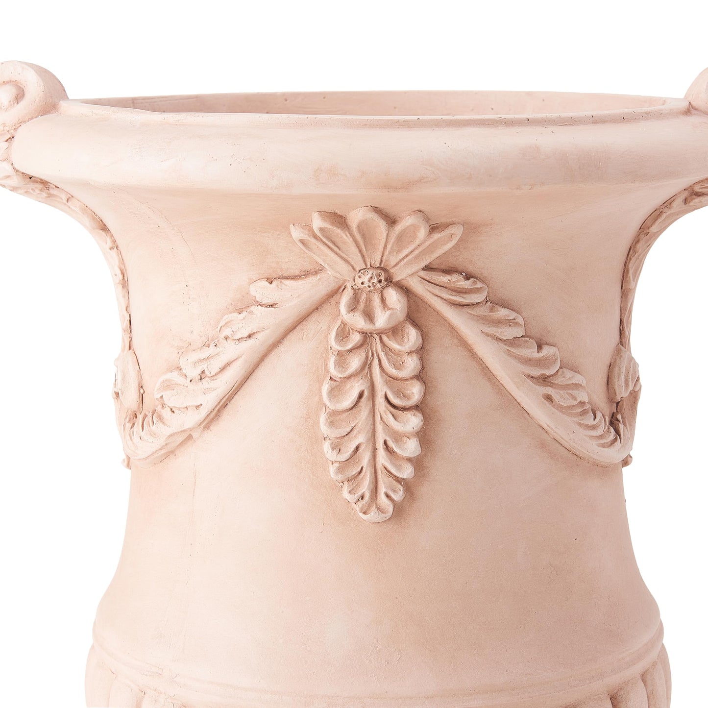 Christopher Knight Home Gary MGO Round Planters Set of 2, Outdoor Flower Pots with Floral Relief Carvings, Classical Garden Urn with Drainage Hole, Patio Urn Planters for Garden, Terracotta