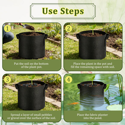 24 Pcs Lily Plant Pots for Pond, Aquatic Pond Planter for Pond Durable Breathe Reusable Fabric Plant Bags with Handles Thickened Nonwoven Fabric Pots for Aquatic Plants, Potato, Carrot, Onion, Flower