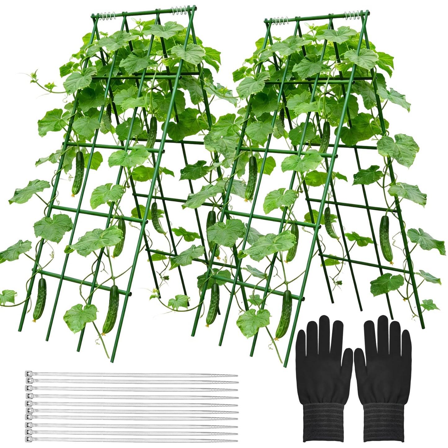 Heavy Duty Cucumber Trellis,2 Pack,No AssemblyGarden Trellis for Climbing Plants Outdoor,Cucumber Trellis, A-Frame Vegetable Frame,Vegetables Peas Beans Squash Cucumber