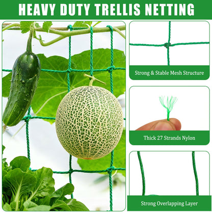 COZYDIG 6.6x16.4FT Trellis Netting for Climbing Plants,Trellis Netting with Plant Clips, Heavy-Duty PE Trellis Net for Cucumber, Tomato, Vegetables, Fruits, Sweet Pea Plants