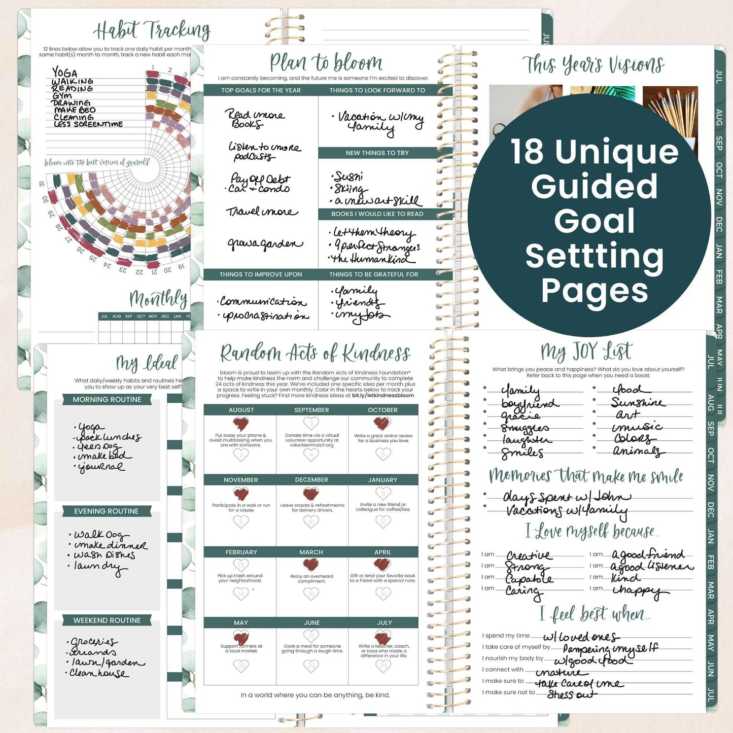 bloom daily planners 2026-2027 Planner - Academic Year (July 2026 - July 2027) Monthly & Weekly Soft Cover Planner for Women - 13 Month Inspirational Agenda Book with Stickers - 5.5" x 8.25" - Boho Greenery