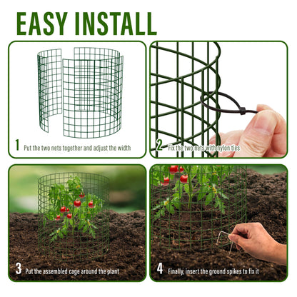 Warmfarm 9 Pics DIY Metal Plant Protectors from Deer, Garden Fencing Animal Barrier Size 11.8 * 15.7 inches, Mesh Plant Cage Chicken Wire Cloche for Plants with Stakes and Nylon Cables