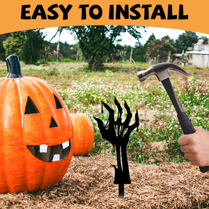 GLOBLELAND 3 Pcs Halloween Zombie Hand Garden Stakes Silhouette Hands Metal Decorative Garden Stakes Scary Silhouette Metal Yard Signs Decorations for Holiday Lawn Patio Yard Decor