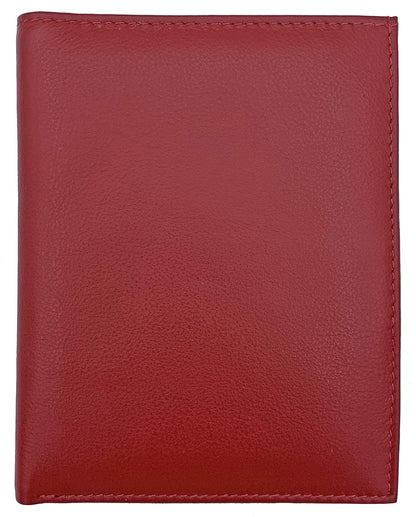 Red RFID Genuine Leather Passport Wallet