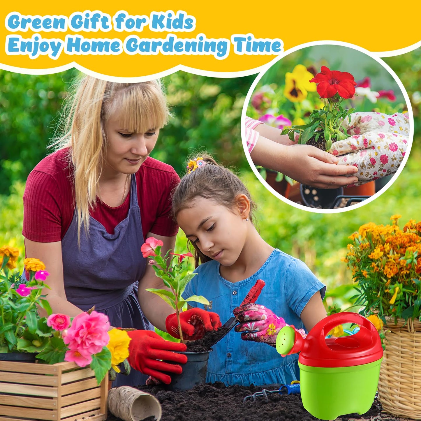Lenwen 6 Packs Plastic Watering Can for Kids Garden Equipment Toy Watering Pail for Girls and Boys Plant Watering Can Bath Garden Toys Gardening Beach Tools (6 Colors)
