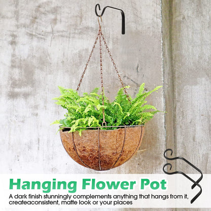 12 Pack Hanging Plant Bracket 7.3 Inches Metal Hook Decorative Straight Hanger for Bird Feeders, Wind Chimes, Flower Baskets, Planters Indoor Outdoor Wall