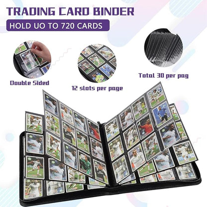 12 Pocket Card Binder,720 Pocket Trading Card Binder，Side Loading Collectible Card Albums for MTG, for TCG Football, Sports, Game Cards Purple