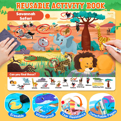JoyCat Seek & Find Game Book - Animal Preschool Learning Activity for Toddlers & Kids, Travel Activities Toys for Road Trip Car Airplane, Christmas Toys, Educational Gifts for Boys Girls Ages 3-5
