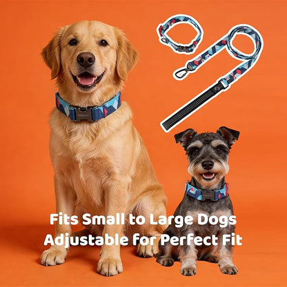 EVERKING Dog Collar & Leash Set for Everyday Walking | Matching adjustable collar and leash set with reflective handle and heavy-duty hardware for comfortable everyday dog walks.