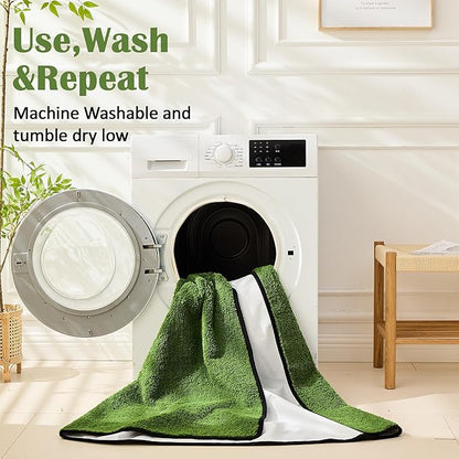 Qeils Reusable Dog Pee Pads, 2 Pack Super Absorbent & Leakproof Washable Puppy Pads with Soft Green Top Layer, for Potty Training, Crates, Couch, Car Seats & Pet Beds, 48"x 48"