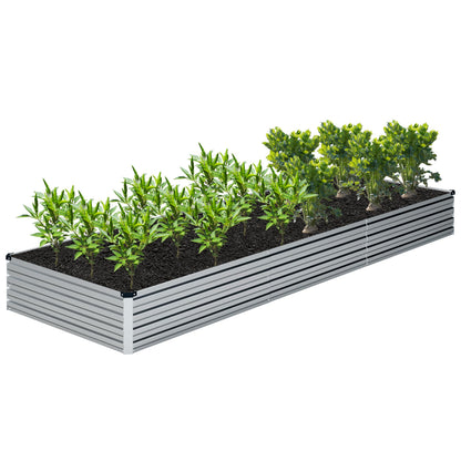 DIIYIV 2PCS 12x4x1FT Galvanized Raised Garden Bed Kit,Vegetable Boxes-Rectangle Metal Flower Box,Large Planter Raised Beds Outdoor Garden for Planting,Fruit,Herb-Silver