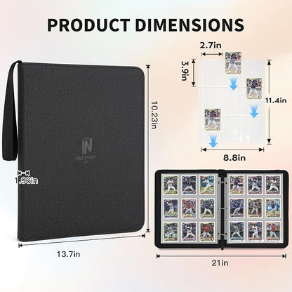Trading Card Binder, Premium 9 Pocket 720 Double Sided Pocket Collection Binder,Card Album for TCG Card Holder for Game Card, Sports Card, Yugioh, MTG etc(Black 2)