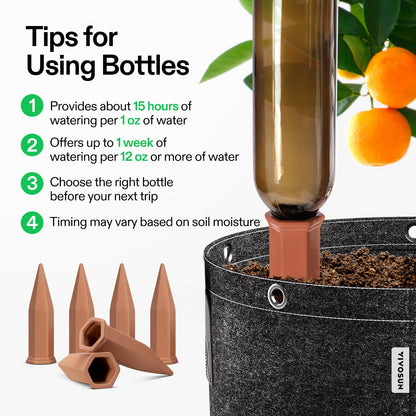 VIVOSUN 10Pcs Self-Watering Spikes, 7 Inch Hexagonal Terracotta Watering Stakes, Auto-Water Device, Planter Insert for Indoor & Outdoor Potted Plants, 10-Pack