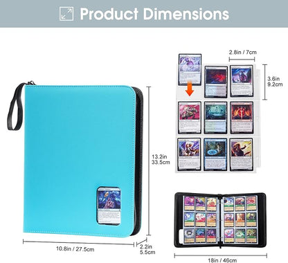 ProCase 900 Pockets Card Binder with Clear Window for Trading Cards, 9 Double Sided Pockets Cards Colletction Album Holder with Removable Sleeves for MTG, TCG, Sports Cards, Football Cards -Lightblue