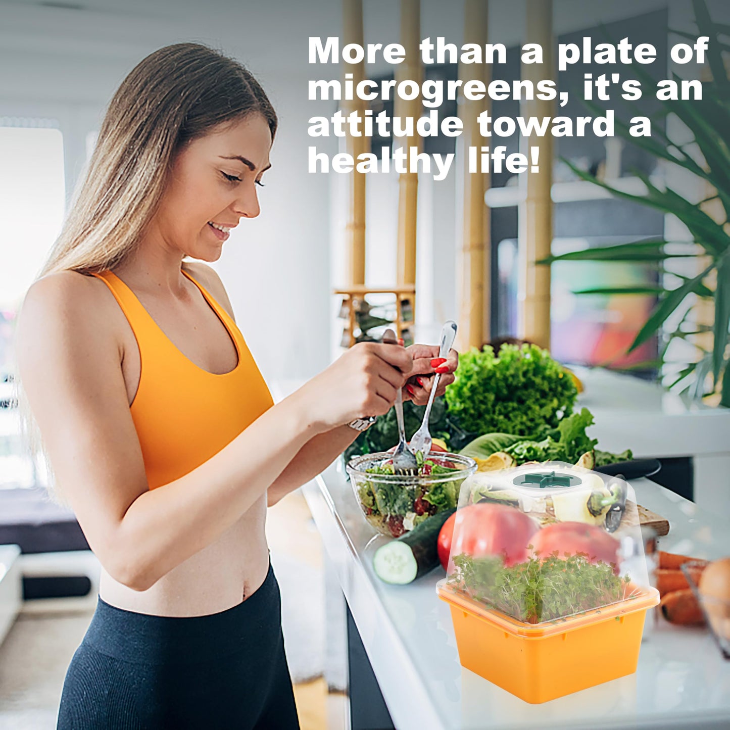 Microgreen Growing Trays, 5" x 5" Sprouting Tray with Humidity Dome, 1.2 mm Small Mesh Holes, BPA Free, Sprouter Kit for Growing Mirco Seeds, Like Broccoli, Alfalfa, Radish, Clover - 6 Pack | Colorful