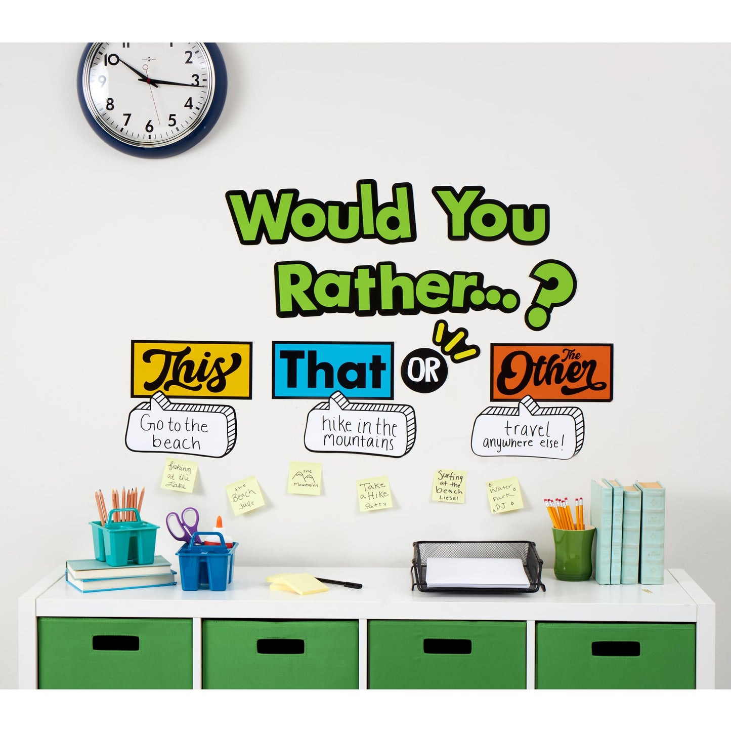 Eureka 661003 Would You Rather Interactive Mini Bulletin Board Set with Dry Erase Headliners, Multicolor, 12 Pieces
