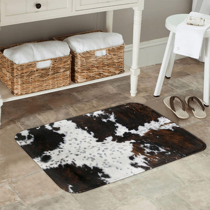 Western Cowhide Cow Print Bath Mats 15.7x23.6 Inch for Bathroom, Soft Absorbent Cow Bath Rug Non-Slip Floor Rug Carpets for Kitchen Bathroom Laundry Bedroom Living Room Decoration
