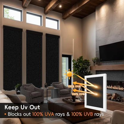 Blackout Window Privacy Film, Removable Window Cover Static Cling, Darkening Light Heat Blocking, Window Tint for Home Garage Bedroom Day Sleep, Black 17.5 Inch * 157.4 Inch