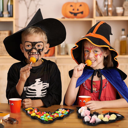 Teenyyou 2 Pcs Ceramic Halloween Plates Black Bat Serving Tray Halloween Bat Desk Dessert Display Platters Trick or Treat Decorations for Indoor Outdoor Home Birthday Party Gift Supplies