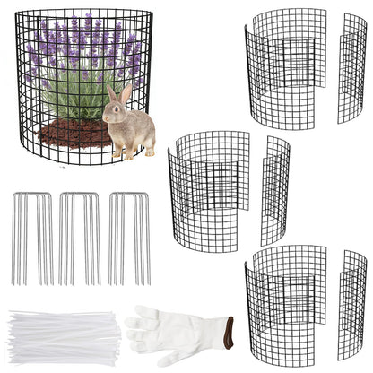 3 Pack Plant Protectors from Animals, 17×14 Inch Chicken Wire Mesh Cloche Cages, Sturdy Garden Animal Barrier for Vegetables & Flowers, Includes Stakes, Zip Ties, Pliers & Gloves