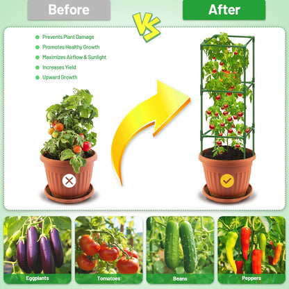 Legigo 4 Pack Square Tomato Cages- 45 Inch Heavy Duty Tomato Trellis for Climbing Plants Outdoor, Tomato Plant Support Stakes Cage Garden Trellis for Garden Raised Garden Bed Cucumbers Vegetables