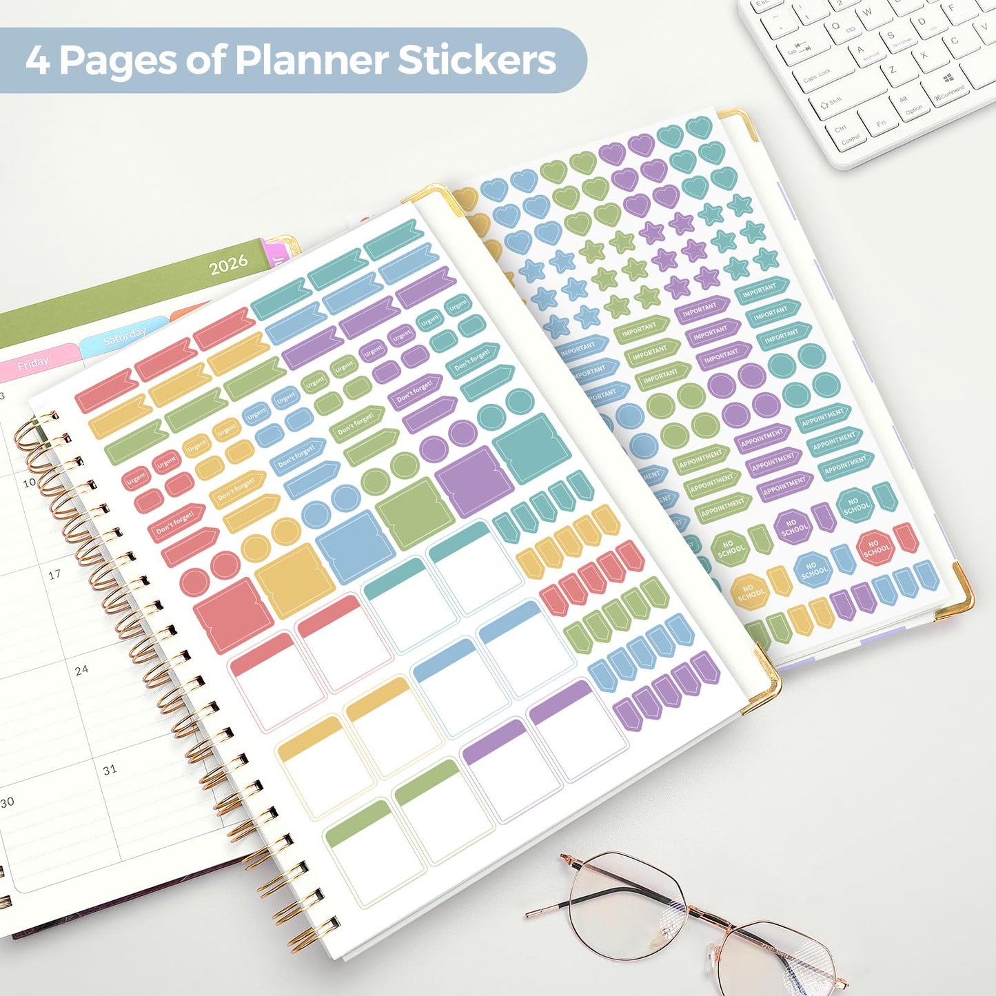 SKYDUE Teacher Planner 2026-2027 Academic Year, 8.5" x 11" Deluxe Teacher Lesson Planner with Monthly Tabs & Stickers, Lesson Plan Book 26-27, Grid