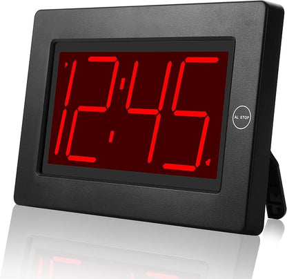 KWANWA Large Digital Alarm Clock, 3" LED Display Battery Operated, Dimmable Auto Night Mode, Easy to Read for Seniors Visually Impaired, Cordless Wall Clock or Table Clock for Bedroom Kitchen Office