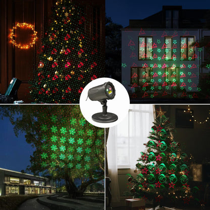 2-Pack Christmas Projector Lights Outdoor Laser Projection with Remote & Bonus Timer – 8 Festive Red & Green Patterns, IP65 Waterproof Xmas Laser Light for Lawn, Garden, Yard & Patio Decorations