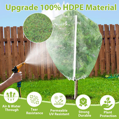 4PCS Fruit Tree Netting with Drawstring and Zipper, 3.93 * 4.92ft Blueberry Bush Netting Cover, Insect Netting for Garden, Garden Fruit Nets Protection from Anti Birds, Bugs