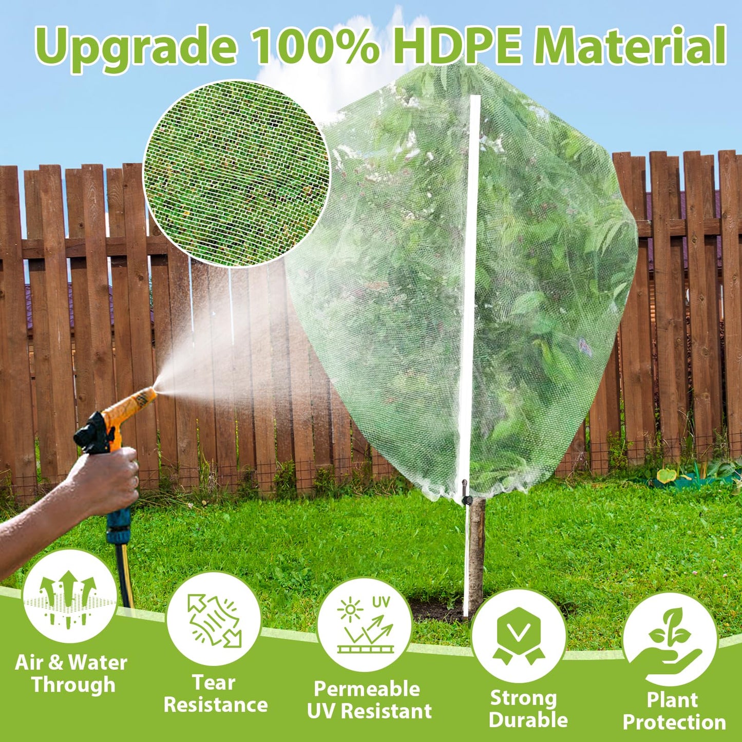 Large Fruit Tree Netting with Drawstring and Zipper, 10 * 10FT Garden Netting for Garden Protection, Insect Bird Netting for Fruit Trees, Protection from Anti Birds, Bugs,Cicadas, Insects