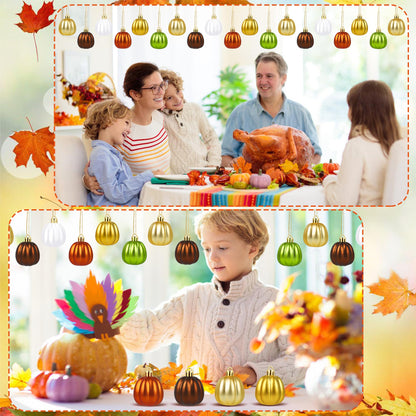 24 PCS Fall Pumpkin Hanging Ornaments Thanksgiving Hanging Decorations for Small Tree Mini Pumpkin Ball Ornaments for Halloween Thanksgiving Harvest Autumn Small Tree Home Decor