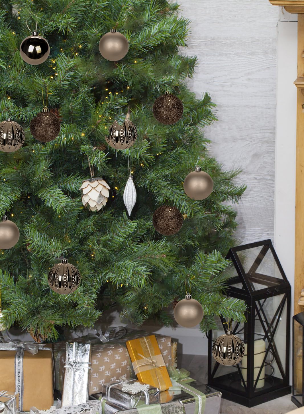3.15" Bronze Christmas Balls Ornaments 12 Pcs Shatterproof Christmas Ornaments Set Matte Large Bronze Ornament for Xmas Tree Halloween Holiday Party