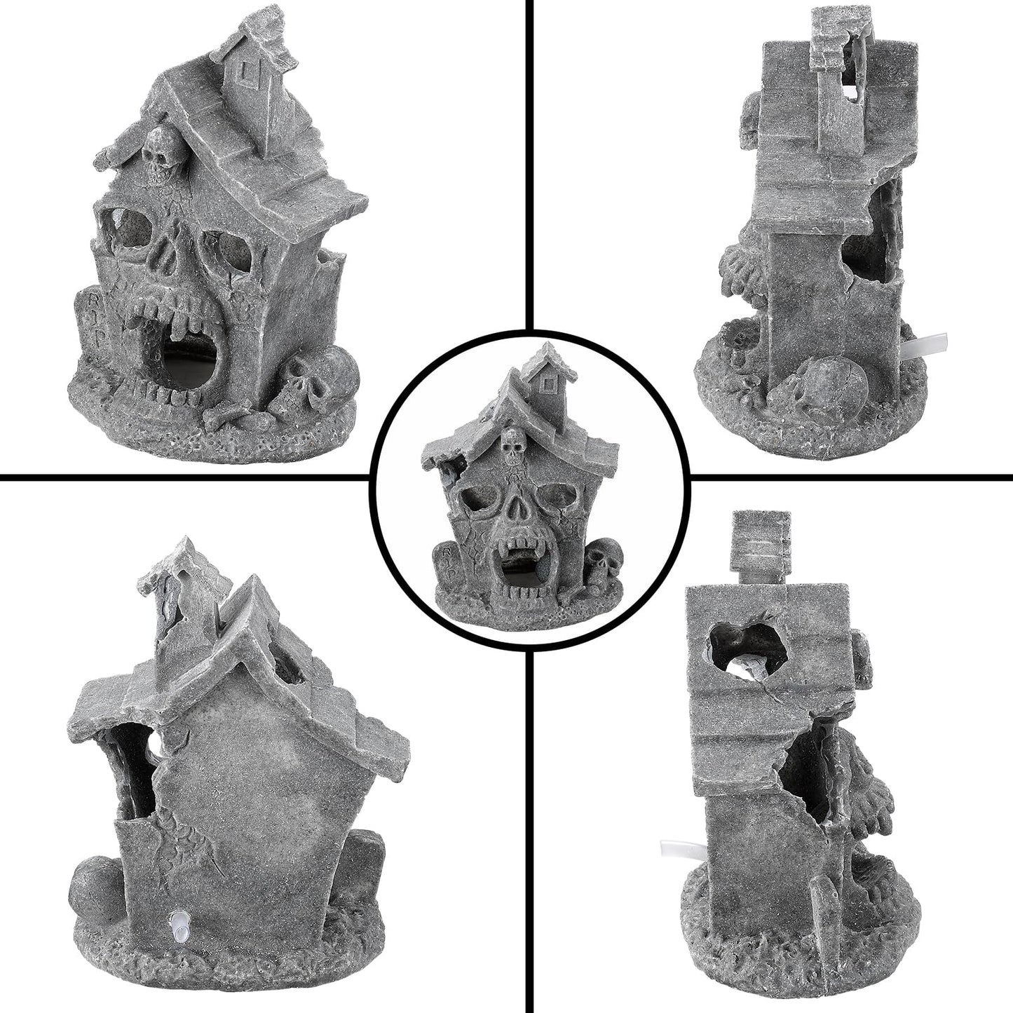 Carefree Fish Aquarium Haunted House Halloween Ghost Bubbler Decor Fish Hide-Out Ornament with 3Ft Tubing and Tiny Air Stone（No Included Air Pump