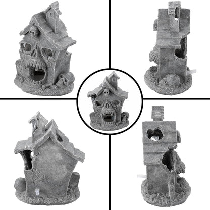 Carefree Fish Aquarium Haunted House Halloween Ghost Bubbler Decor Fish Hide-Out Ornament with 3Ft Tubing and Tiny Air Stone（No Included Air Pump
