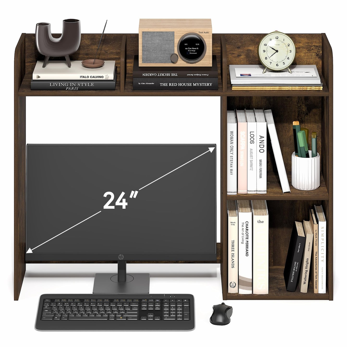 Furinno Classic Desk Shelf, 5-Shelf Desktop Hutch, Book Shelf, 3-Tier Desk Organzier, for Office Supplies, Office Desk Accessories, for Home Office, College, Dorm, White