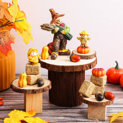 Arrowbash Fall Village Accessories Mini Hay Bales Set Fall Miniature Figurines with Acorns Pumpkins Scarecrow Simulation Farm for Dollhouse Farmhouse Autumn Harvest Thanksgiving Tabletop Decor