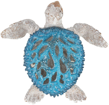 VVGIFTS Ocean Decor Sea Turtle Coral Reef Home Office Decor Sculpture Beach Coastal Tabletop Shelf Collection (Blue)